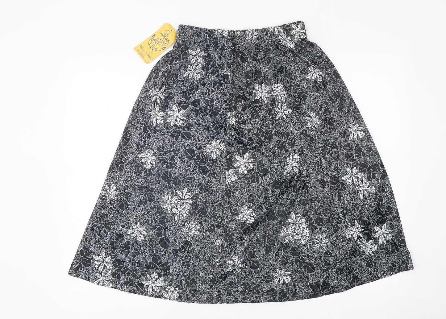 Beyond Retro Womens Black Floral Polyester Skater Skirt Size 10