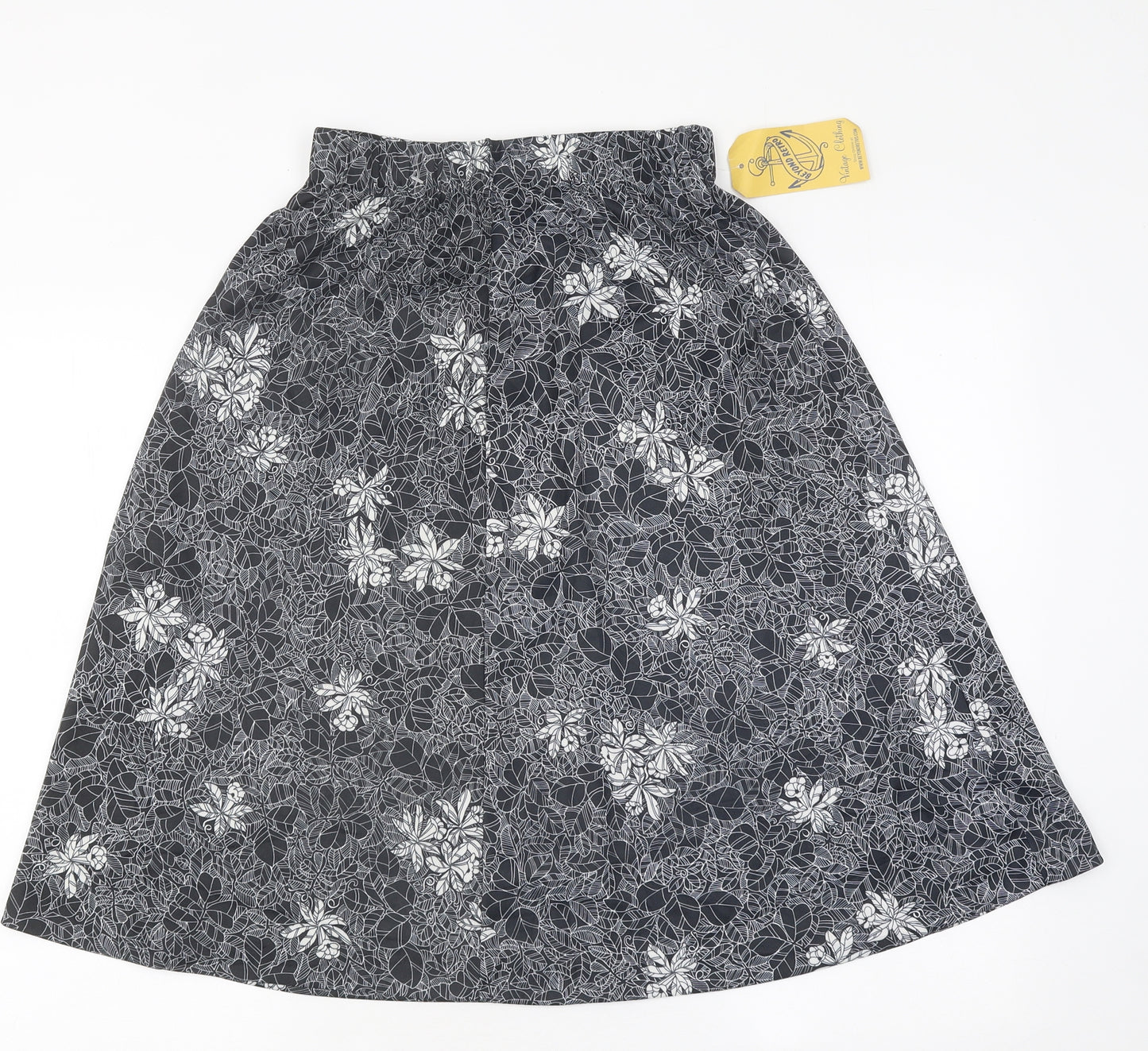 Beyond Retro Womens Black Floral Polyester Skater Skirt Size 10