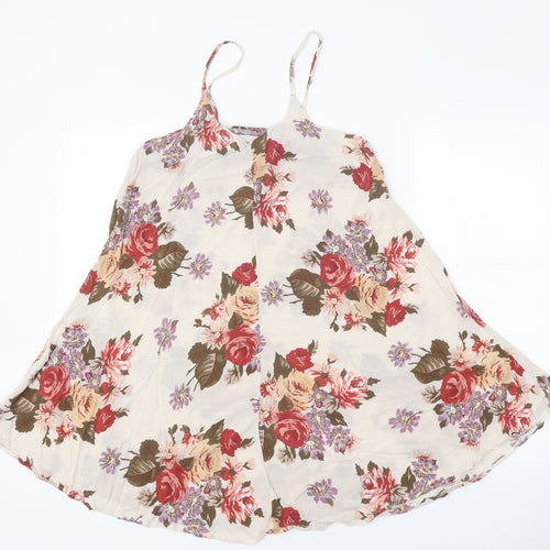 Brandy Melville Womens Multicoloured Floral Polyester Jersey Tank One Size V-Neck