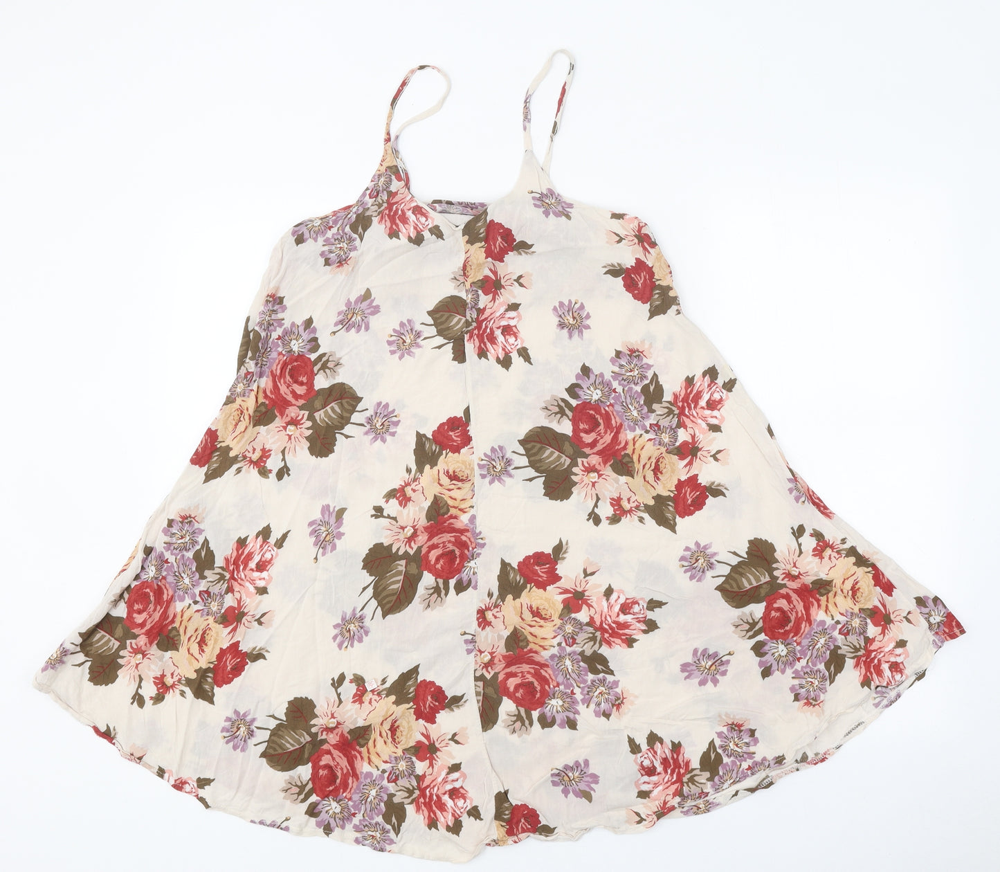 Brandy Melville Womens Multicoloured Floral Polyester Jersey Tank One Size V-Neck