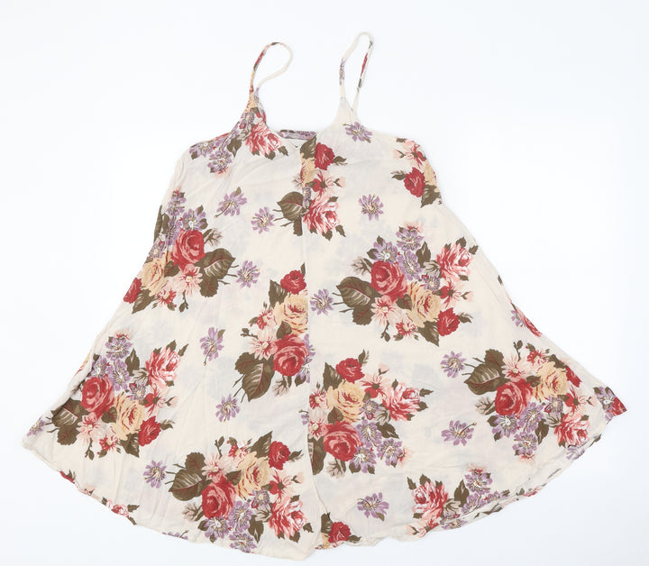 Brandy Melville Womens Multicoloured Floral Polyester Jersey Tank One Size V-Neck
