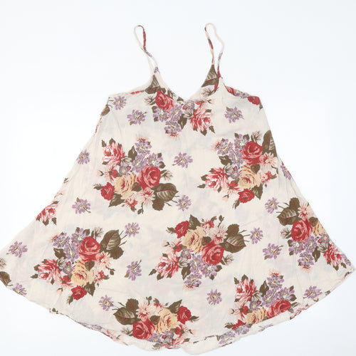 Brandy Melville Womens Multicoloured Floral Polyester Jersey Tank One Size V-Neck