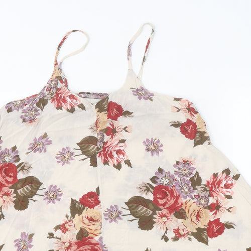 Brandy Melville Womens Multicoloured Floral Polyester Jersey Tank One Size V-Neck