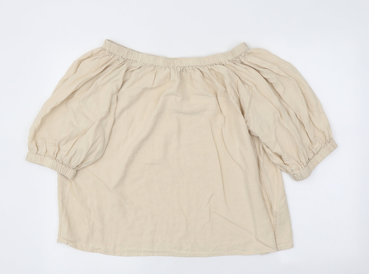 Primark Womens Beige Viscose Jersey Blouse Size 16 Off the Shoulder