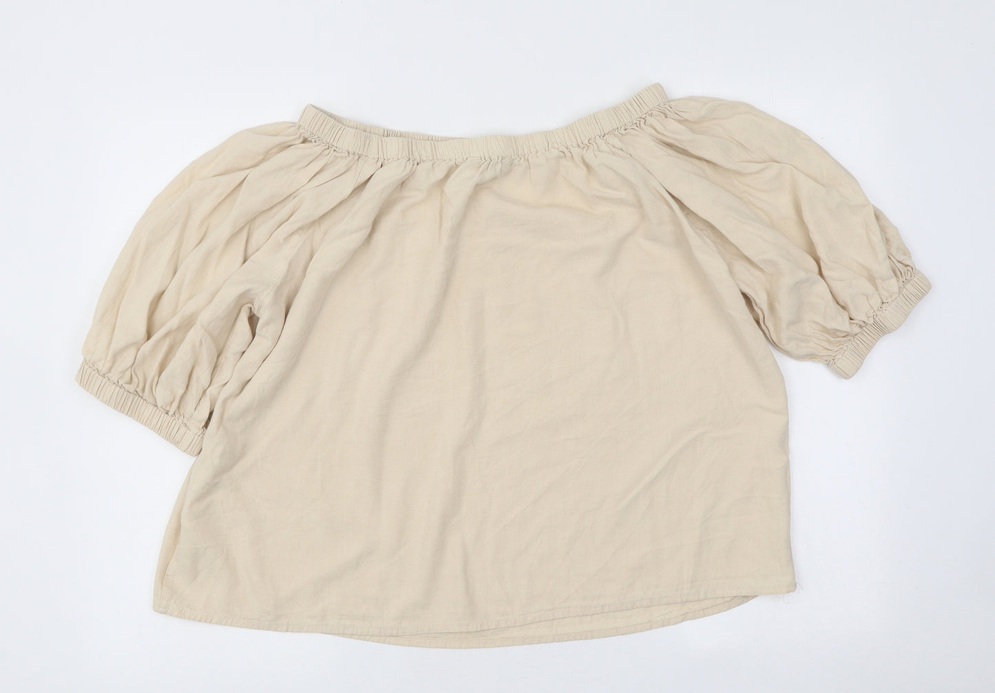 Primark Womens Beige Viscose Jersey Blouse Size 16 Off the Shoulder