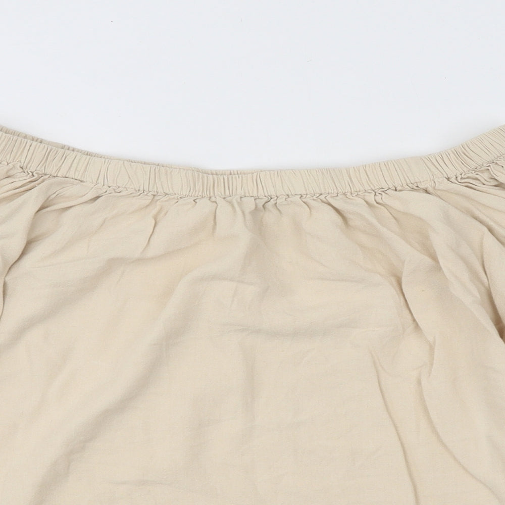Primark Womens Beige Viscose Jersey Blouse Size 16 Off the Shoulder