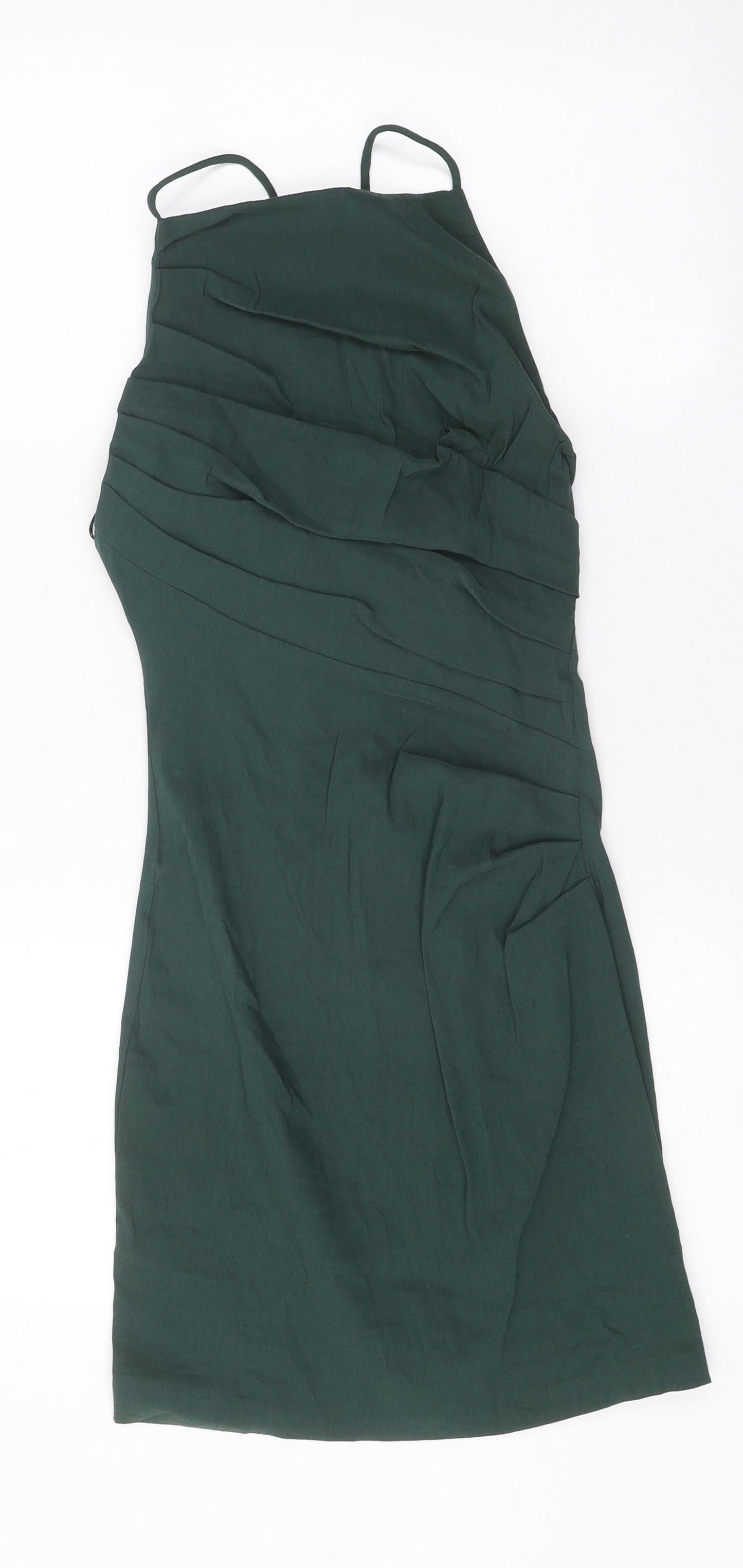 Zara Womens Green Viscose Mini Size XS High Neck Zip