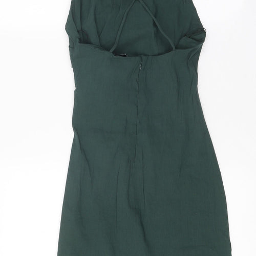 Zara Womens Green Viscose Mini Size XS High Neck Zip