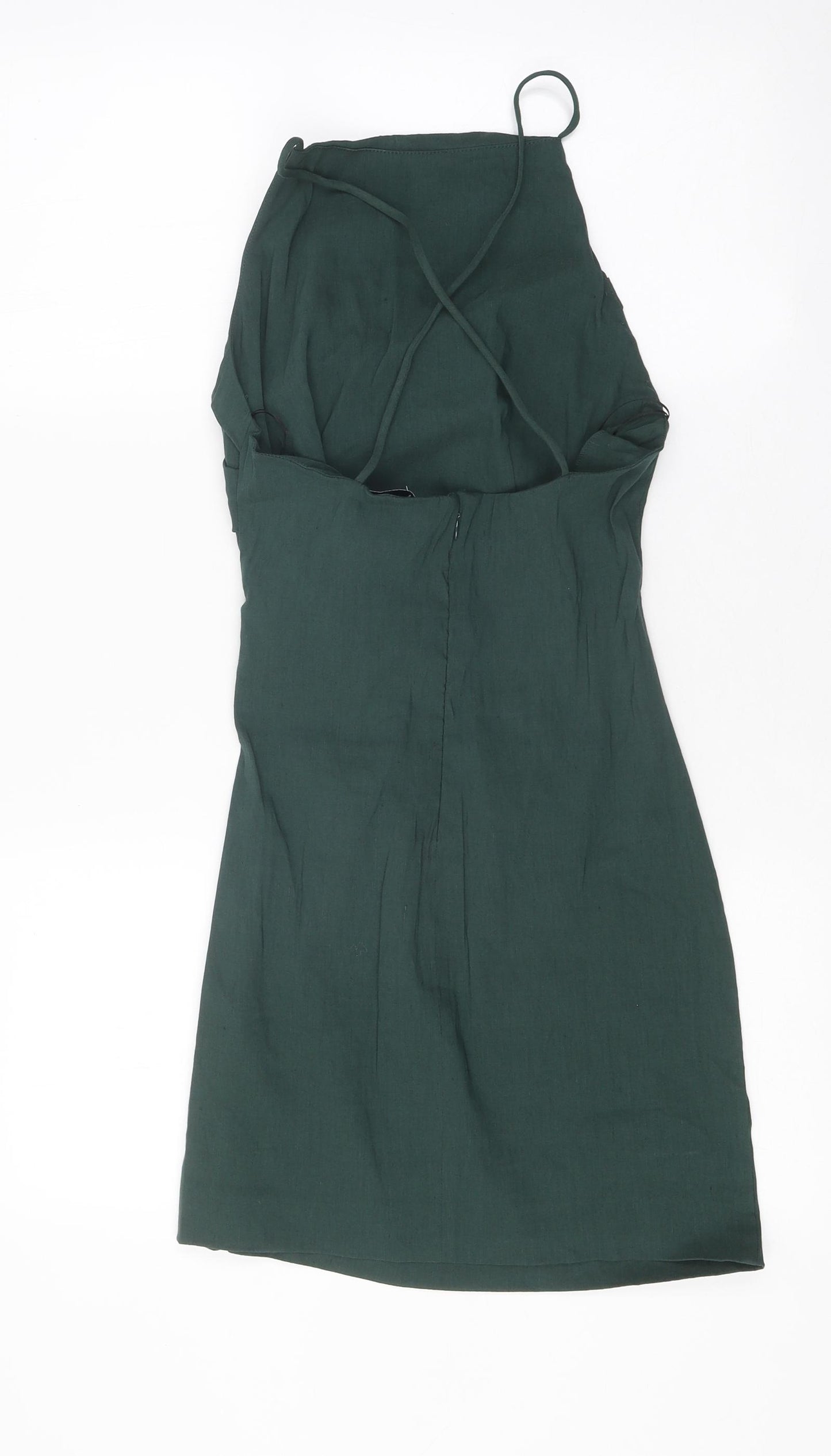 Zara Womens Green Viscose Mini Size XS High Neck Zip