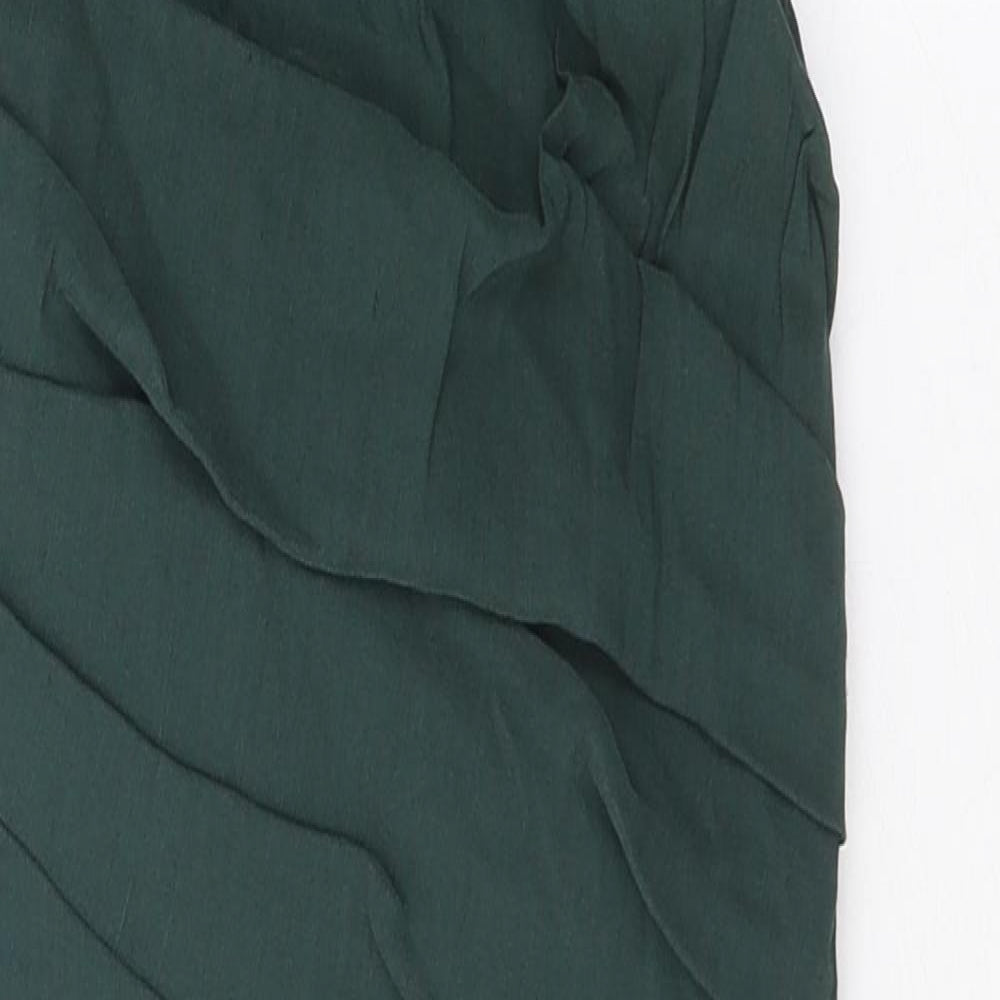 Zara Womens Green Viscose Mini Size XS High Neck Zip