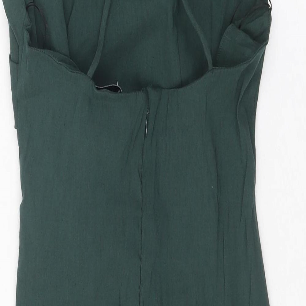 Zara Womens Green Viscose Mini Size XS High Neck Zip