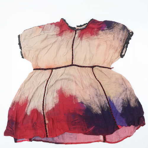 Preworn Womens Multicoloured Colourblock Polyester Basic T-Shirt Size M Round Neck - Tie Dye