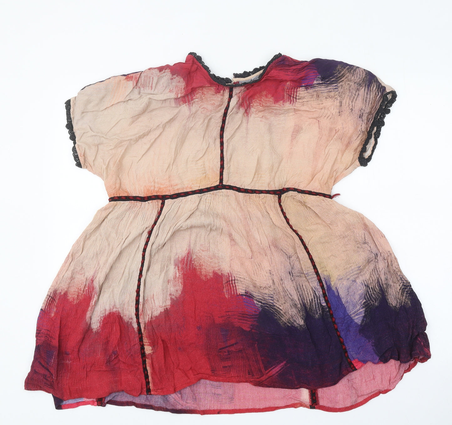 Preworn Womens Multicoloured Colourblock Polyester Basic T-Shirt Size M Round Neck - Tie Dye