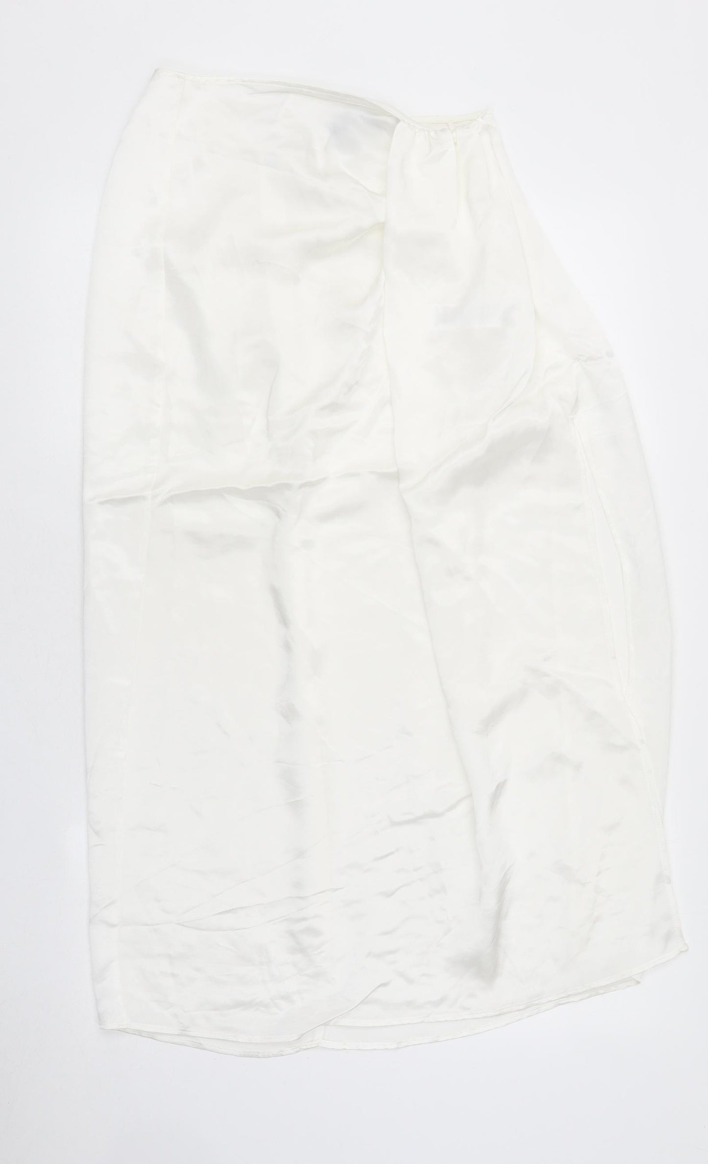 Zara Womens White Silk Maxi Skirt Size L Zip