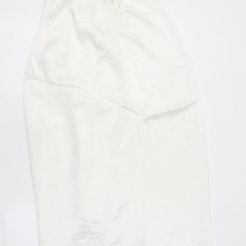 Zara Womens White Silk Maxi Skirt Size L Zip