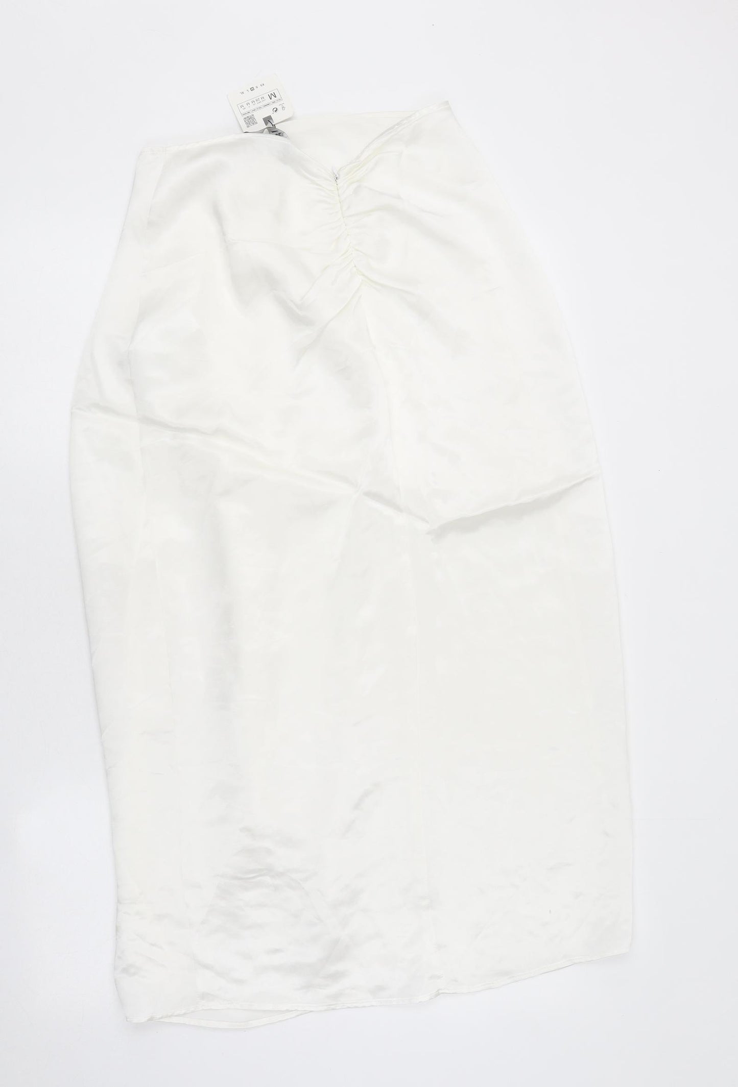 Zara Womens White Silk Maxi Skirt Size L Zip