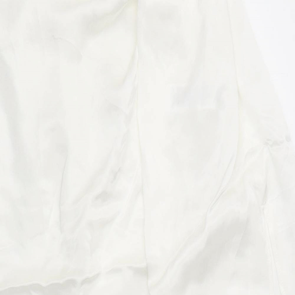 Zara Womens White Silk Maxi Skirt Size L Zip