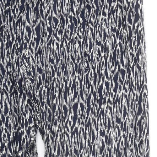 Quiz Womens Black Geometric Viscose Trousers Size 10 L27 in Regular Drawstring