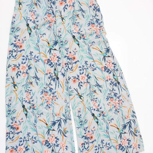 Atmosphere Womens Blue Floral Polyester Trousers Size 10 L32 in Regular