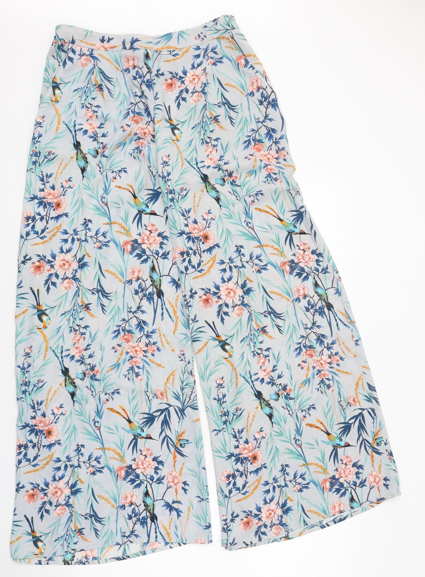 Atmosphere Womens Blue Floral Polyester Trousers Size 10 L32 in Regular