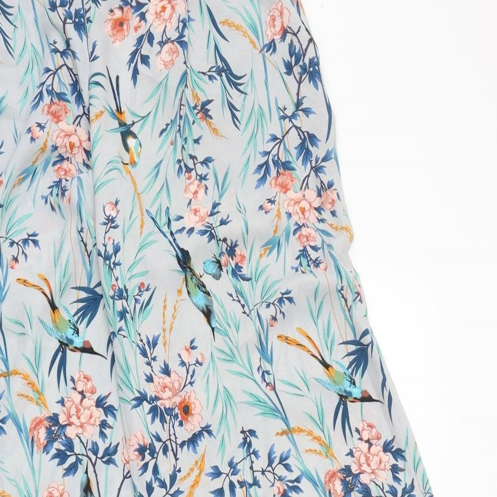 Atmosphere Womens Blue Floral Polyester Trousers Size 10 L32 in Regular
