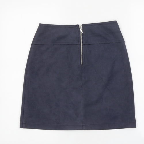 Ally Womens Blue Polyester A-Line Skirt Size 10 Zip - Lace Up Detail