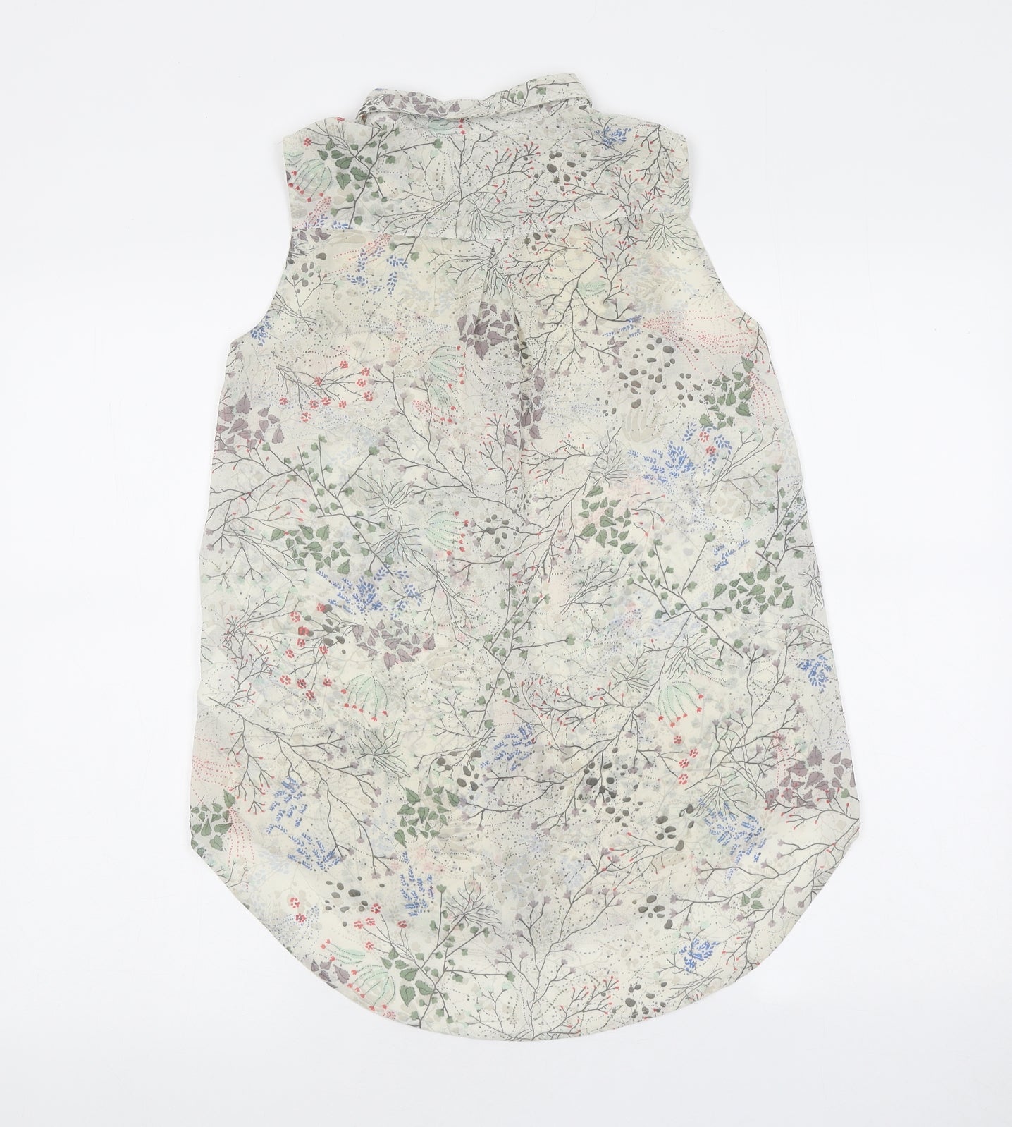 H&M Womens Multicoloured Floral Polyester Jersey Blouse Size 4 Collared