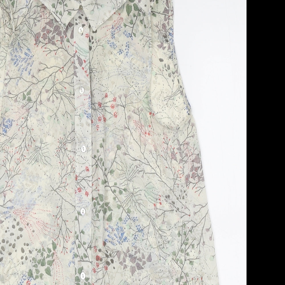 H&M Womens Multicoloured Floral Polyester Jersey Blouse Size 4 Collared
