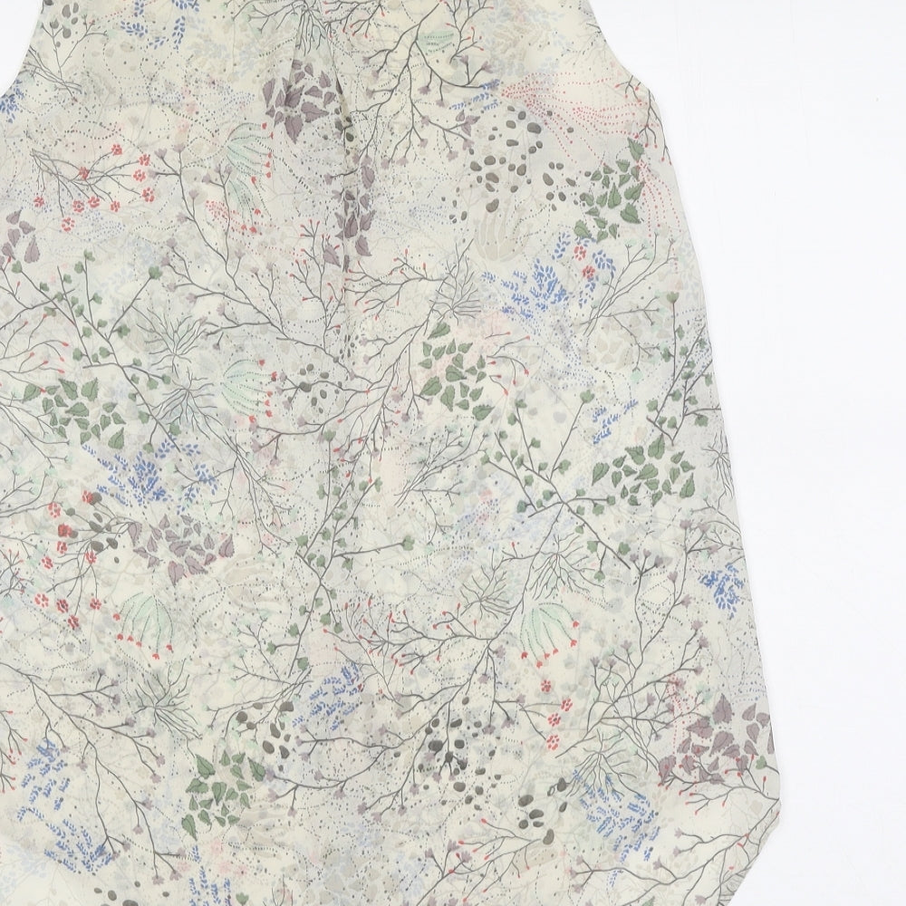 H&M Womens Multicoloured Floral Polyester Jersey Blouse Size 4 Collared