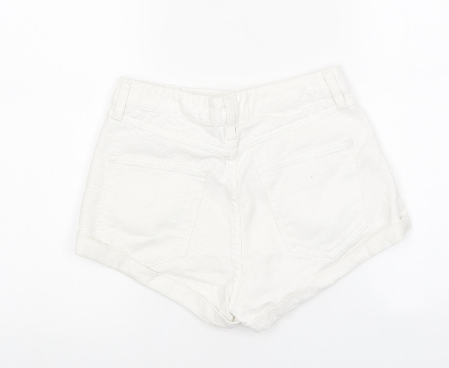 BMG Womens White 100% Cotton Boyfriend Shorts Size 30 in L10 in Regular Zip