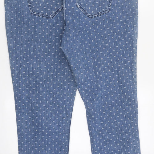 White Stuff Womens Blue Polka Dot 100% Cotton Skinny Jeans Size 38 in L29 in Regular Zip