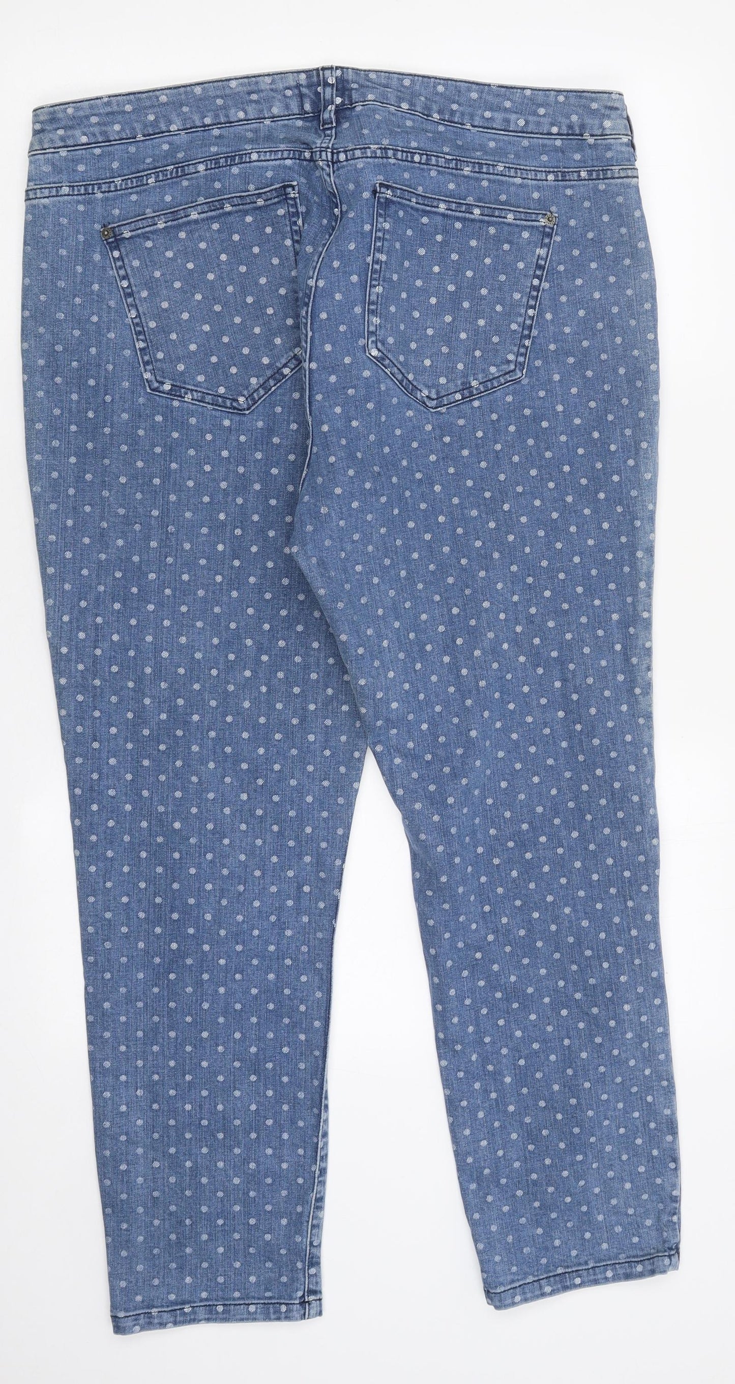 White Stuff Womens Blue Polka Dot 100% Cotton Skinny Jeans Size 38 in L29 in Regular Zip