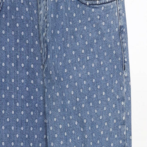 White Stuff Womens Blue Polka Dot 100% Cotton Skinny Jeans Size 38 in L29 in Regular Zip