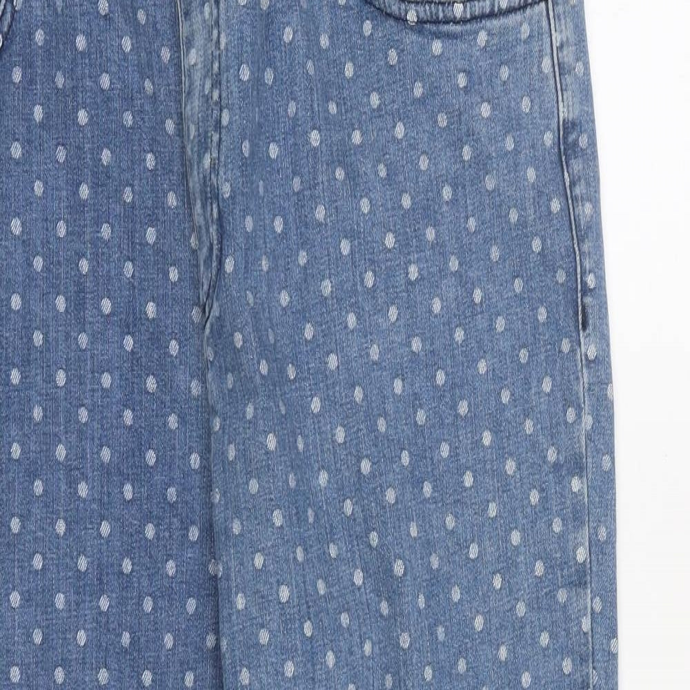 White Stuff Womens Blue Polka Dot 100% Cotton Skinny Jeans Size 38 in L29 in Regular Zip
