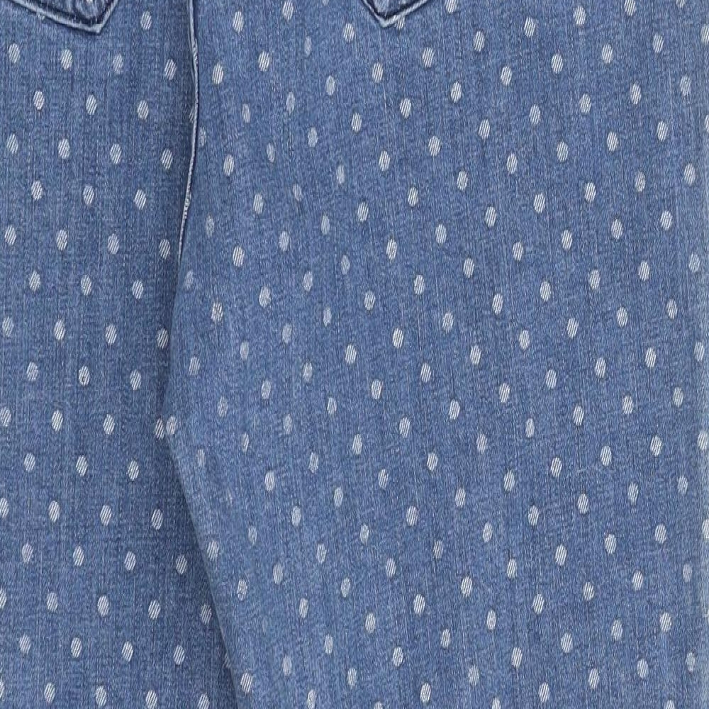 White Stuff Womens Blue Polka Dot 100% Cotton Skinny Jeans Size 38 in L29 in Regular Zip