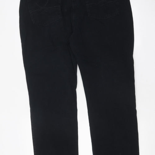 Marks and Spencer Womens Black 100% Cotton Straight Jeans Size 18 L29 in Regular Zip