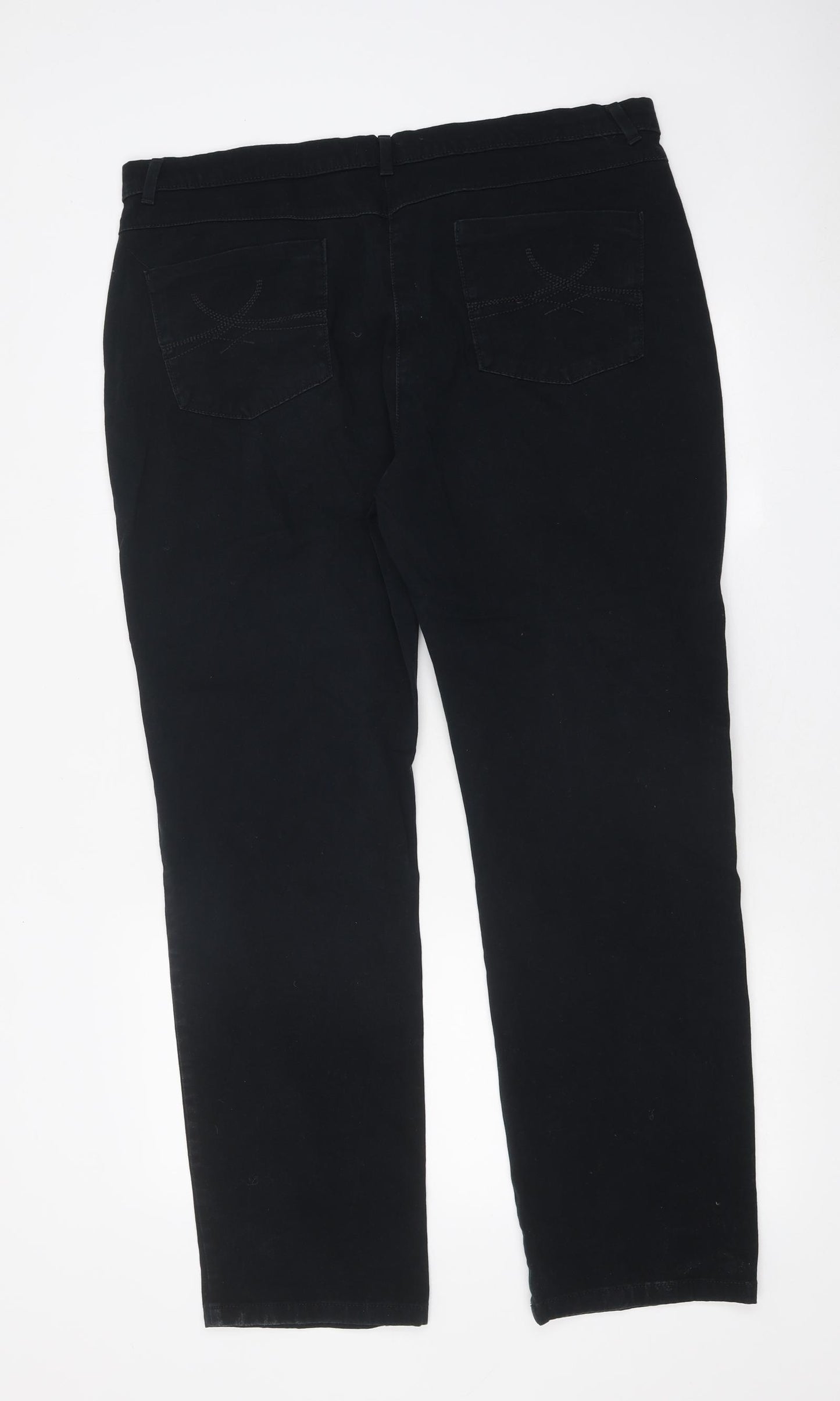 Marks and Spencer Womens Black 100% Cotton Straight Jeans Size 18 L29 in Regular Zip