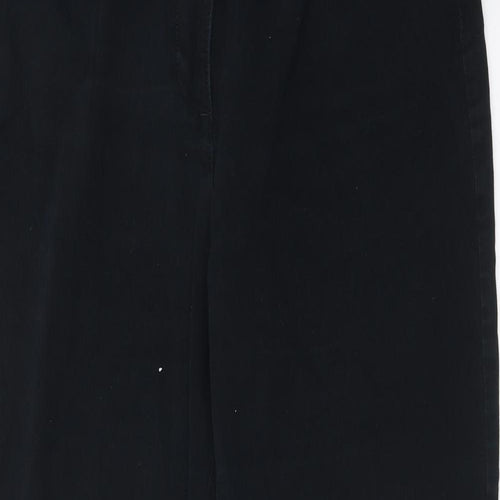 Marks and Spencer Womens Black 100% Cotton Straight Jeans Size 18 L29 in Regular Zip