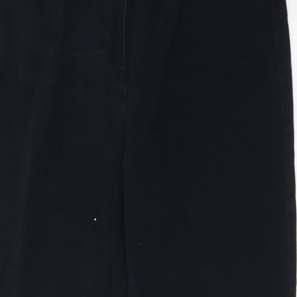 Marks and Spencer Womens Black 100% Cotton Straight Jeans Size 18 L29 in Regular Zip