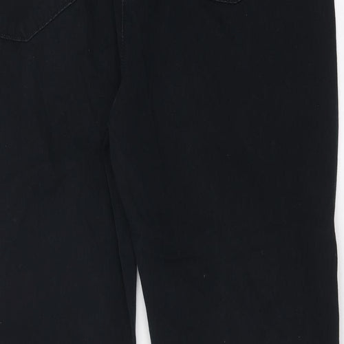 Marks and Spencer Womens Black 100% Cotton Straight Jeans Size 18 L29 in Regular Zip