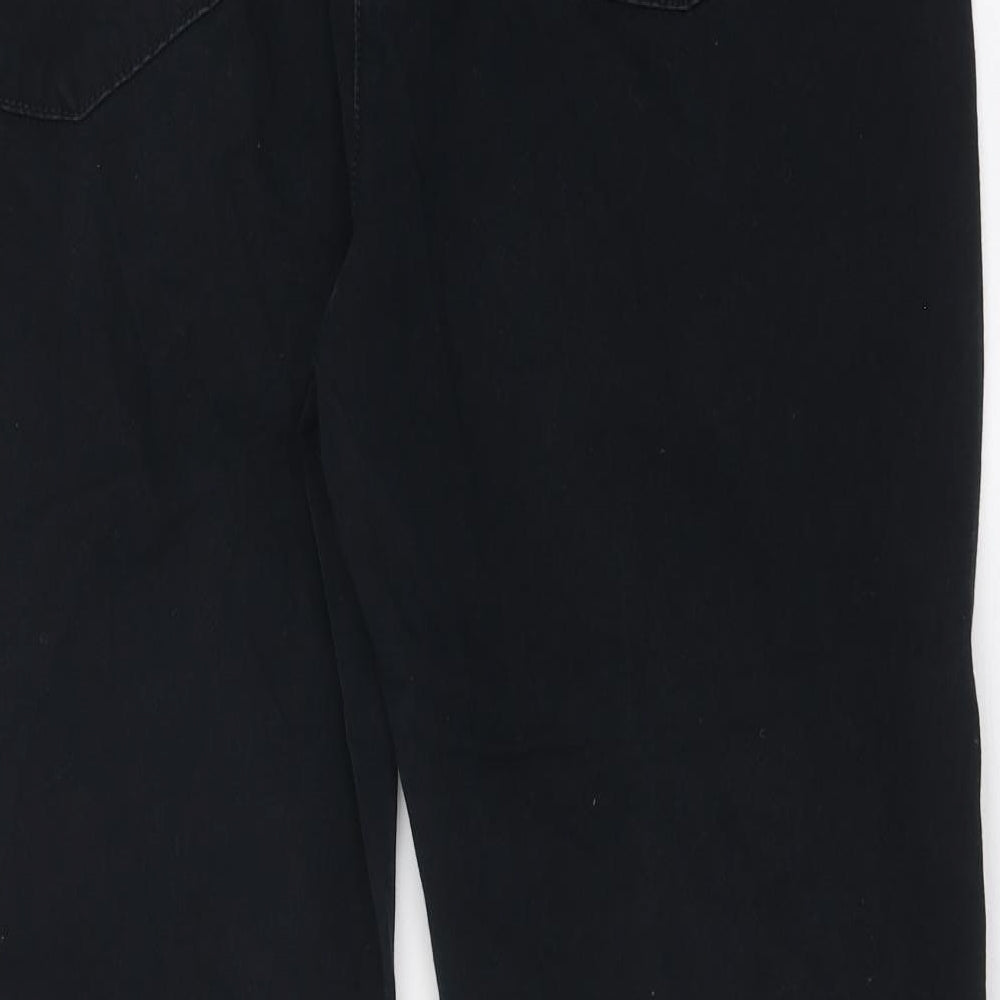 Marks and Spencer Womens Black 100% Cotton Straight Jeans Size 18 L29 in Regular Zip