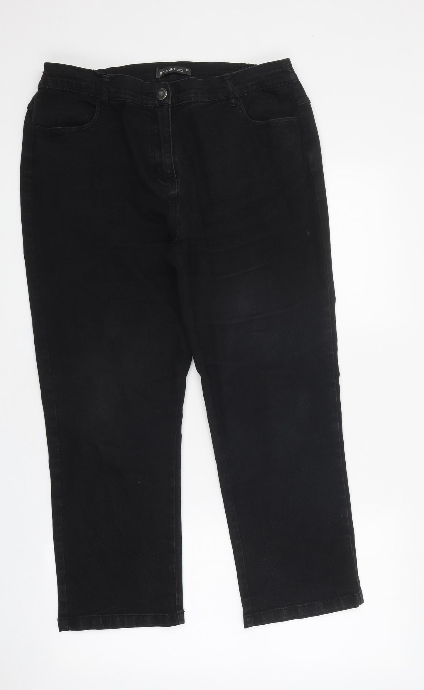 Bonmarché Womens Black 100% Cotton Straight Jeans Size 16 L27 in Regular Zip