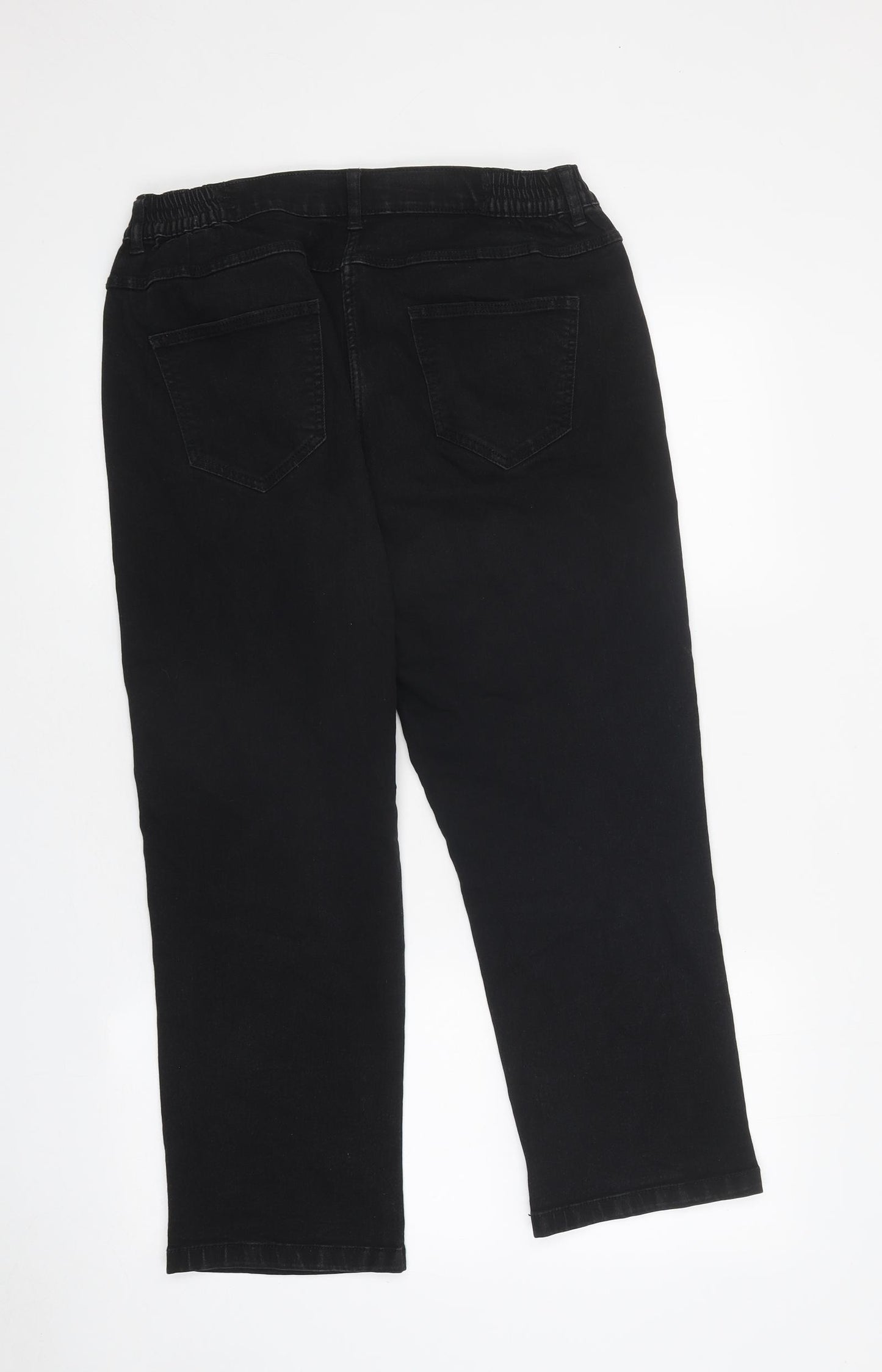 Bonmarché Womens Black 100% Cotton Straight Jeans Size 16 L27 in Regular Zip