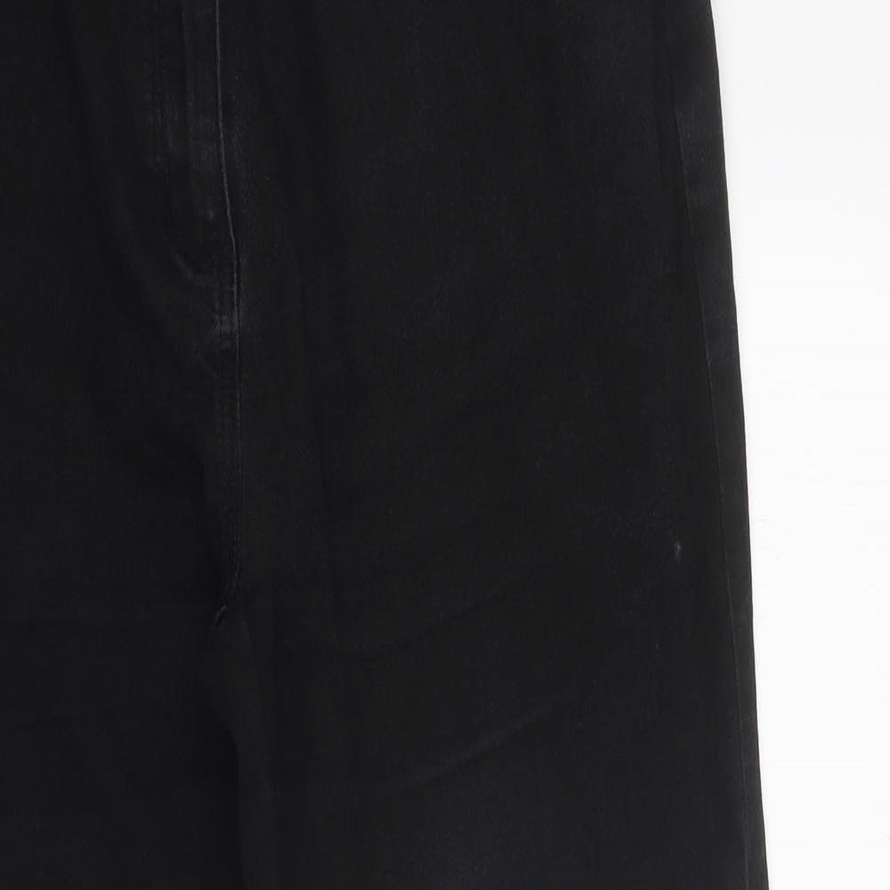 Bonmarché Womens Black 100% Cotton Straight Jeans Size 16 L27 in Regular Zip