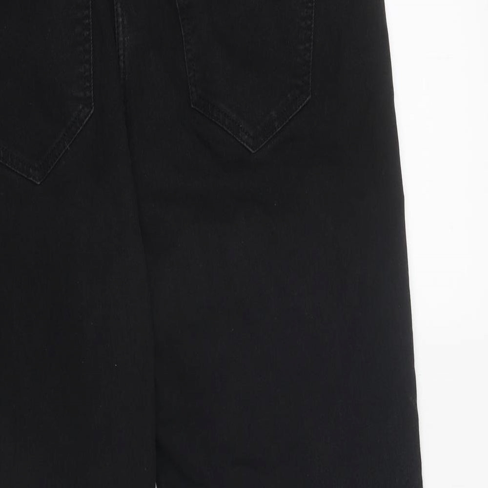Bonmarché Womens Black 100% Cotton Straight Jeans Size 16 L27 in Regular Zip