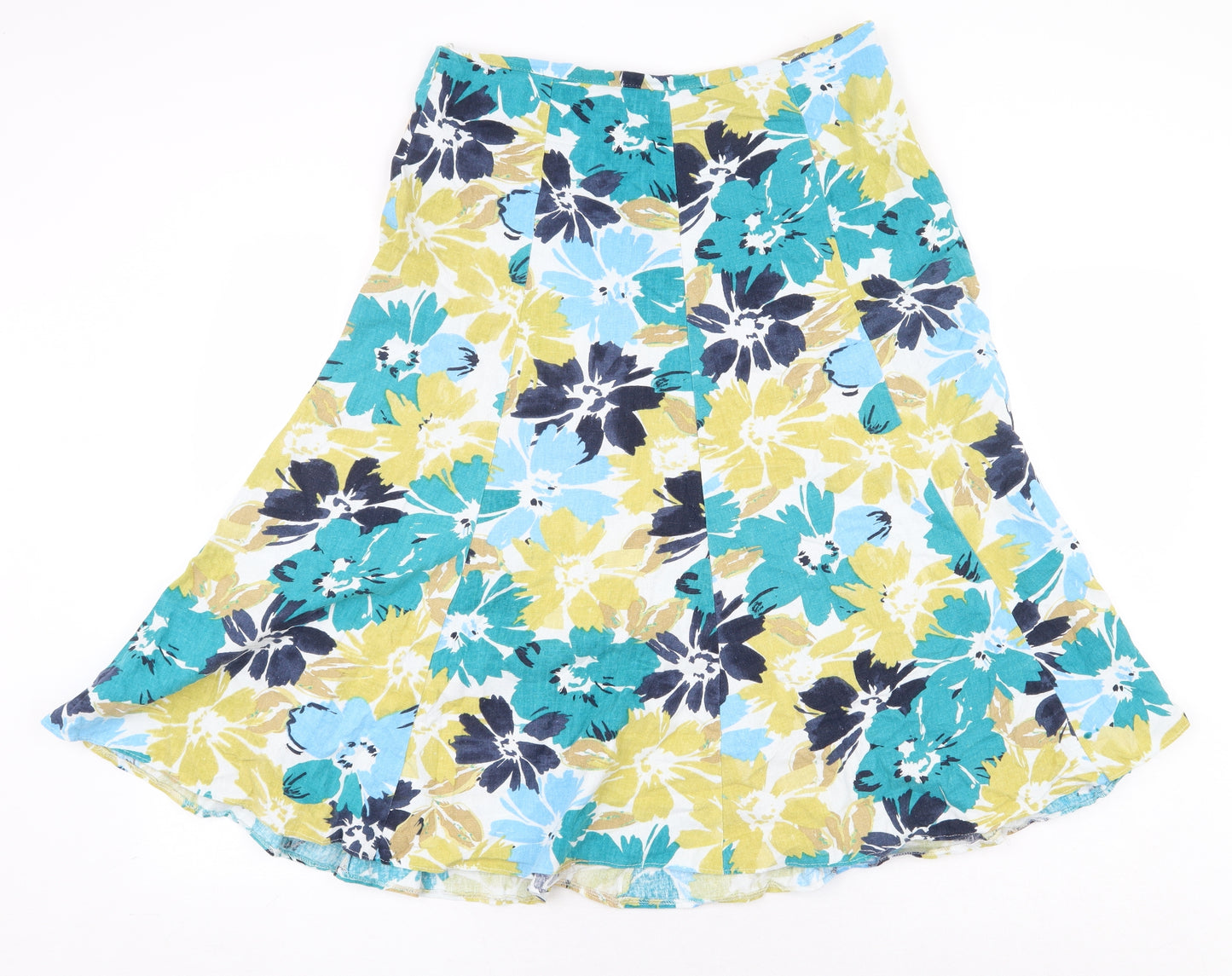 Bonmarché Womens Multicoloured Floral Cotton Flare Skirt Size 12 Zip