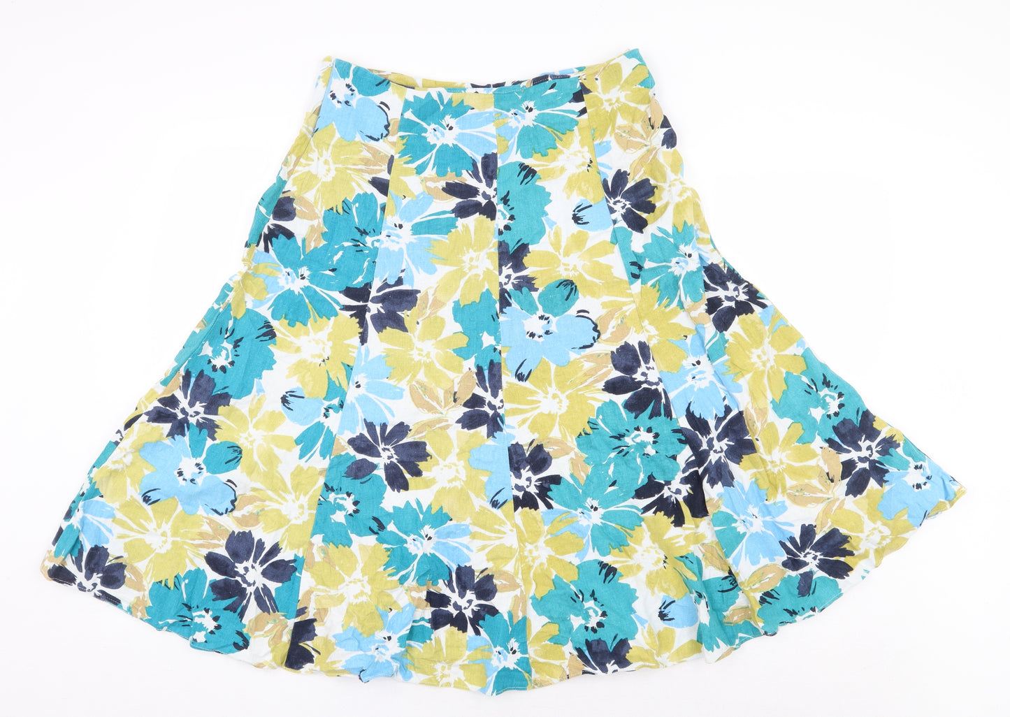 Bonmarché Womens Multicoloured Floral Cotton Flare Skirt Size 12 Zip