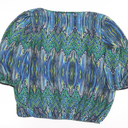 Alexara Womens Green Geometric Polyester Basic Blouse Size 20 Boat Neck