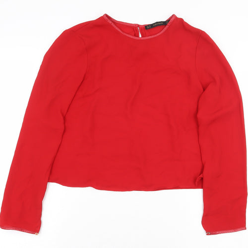 Zara Womens Red Polyester Basic Blouse Size XS Boat Neck