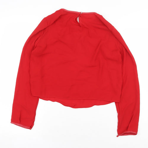 Zara Womens Red Polyester Basic Blouse Size XS Boat Neck